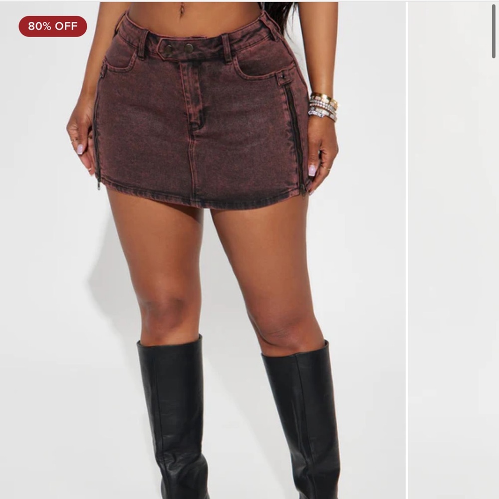 Get It Right Coated Mini Skirt - Burgundy - Picture 2 of 5